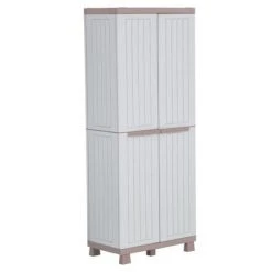 VidaXL Armoire de rangement avec 2 portes 68x39x170cm Gris clair/beige