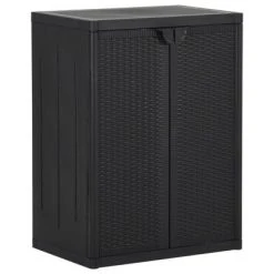 VidaXL Armoire de rangement de jardin Noir 65x45x88 cm PP Rotin