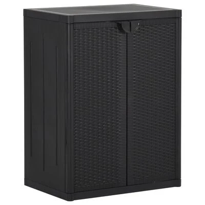 VidaXL Armoire de rangement de jardin Noir 65x45x88 cm PP Rotin 1 VidaXL Armoire de rangement de jardin Noir 65x45x88 cm PP Rotin