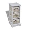 VidaXL Étagère de rangement en bois 3 paniers en tissage Blanc