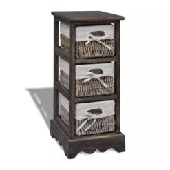 VidaXL Étagère de rangement Bois Marron 3 paniers en tissage