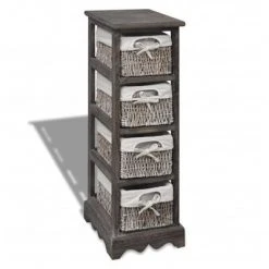 VidaXL Étagère de rangement Bois Marron 4 paniers en tissage