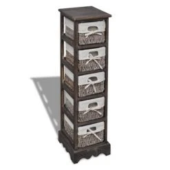 VidaXL Étagère de rangement Bois Marron 5 paniers en tissage