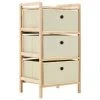 VidaXL Étagère de rangement 3 paniers non tissés Bois de cèdre Beige