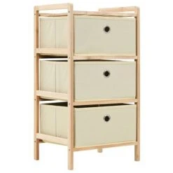 VidaXL Étagère de rangement 3 paniers non tissés Bois de cèdre Beige