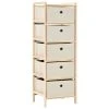 VidaXL Étagère de rangement 5 paniers tissu Bois de cèdre Beige
