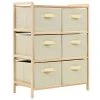 246439 vidaXL Storage Rack with 6 Fabric Baskets Cedar Wood Beige