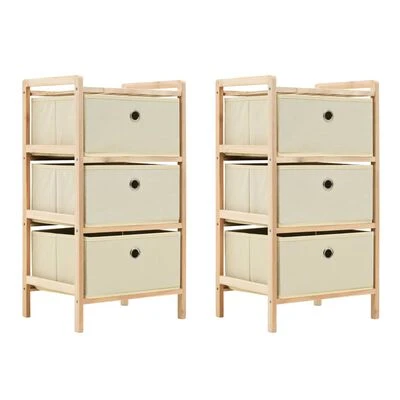 VidaXL Étagères de rangement avec 3 paniers en tissu 2 pcs Beige Cèdre 1 VidaXL Étagères de rangement avec 3 paniers en tissu 2 pcs Beige Cèdre