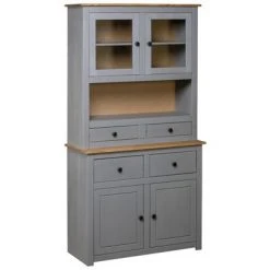 VidaXL Buffet haut Gris 93x40,5x180 cm Pin Gamme Panama