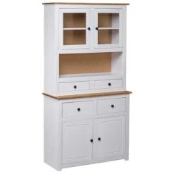 VidaXL Buffet haut Blanc 93x40,5x180 cm Pin Gamme Panama