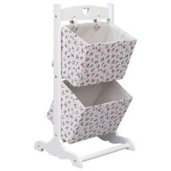 VidaXL Support à panier 2 niveaux Fleurs 35x35x72 cm Bois