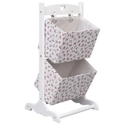 VidaXL Support à panier 2 niveaux Fleurs 35x35x72 cm Bois 1 VidaXL Support à panier 2 niveaux Fleurs 35x35x72 cm Bois