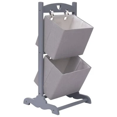 VidaXL Support à panier 2 niveaux Gris foncé 35x35x72 cm Bois 1 VidaXL Support à panier 2 niveaux Gris foncé 35x35x72 cm Bois