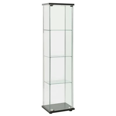 VidaXL Armoire de rangement Verre trempé Noir 1 VidaXL Armoire de rangement Verre trempé Noir