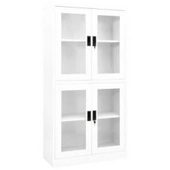 VidaXL Armoire de bureau Blanc 90x40x180 cm Acier et verre trempé