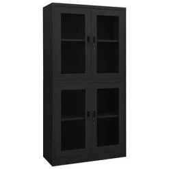 VidaXL Armoire de bureau Anthracite 90x40x180 cm Acier et verre trempé