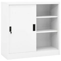 VidaXL Armoire de bureau avec porte coulissante Blanc 90x40x90cm Acier