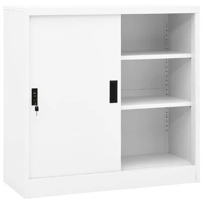VidaXL Armoire de bureau avec porte coulissante Blanc 90x40x90cm Acier 1 VidaXL Armoire de bureau avec porte coulissante Blanc 90x40x90cm Acier