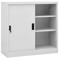 VidaXL Armoire de bureau porte coulissante Gris clair 90x40x90cm Acier