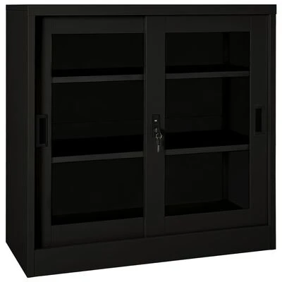 VidaXL Armoire à portes coulissantes Noir 90x40x90 cm Acier 1 VidaXL Armoire à portes coulissantes Noir 90x40x90 cm Acier