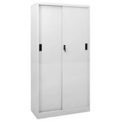 VidaXL Armoire à bureau porte coulissante Gris clair 90x40x180cm Acier