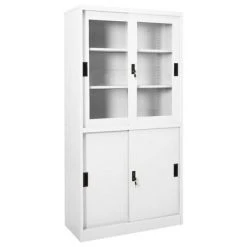 VidaXL Armoire de bureau et porte coulissante Blanc 90x40x180 cm Acier