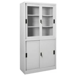 VidaXL Armoire à bureau porte coulissante Gris clair 90x40x180cm Acier