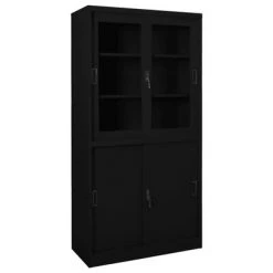 VidaXL Armoire de bureau avec porte coulissante Noir 90x40x180cm Acier