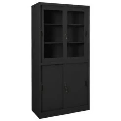VidaXL Armoire de bureau et porte coulissante Anthracite 90x40x180 cm
