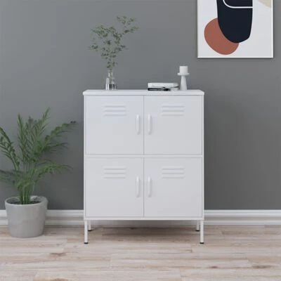 VidaXL Armoire de rangement Blanc 80x35x101,5 cm Acier 2 VidaXL Armoire de rangement Blanc 80x35x101,5 cm Acier – Image 2