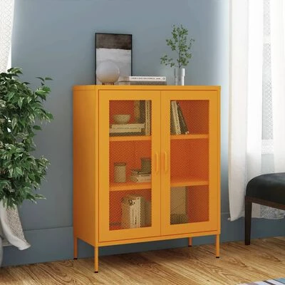VidaXL Armoire de rangement Jaune moutarde 80x35x101,5 cm Acier 2 VidaXL Armoire de rangement Jaune moutarde 80x35x101,5 cm Acier â Image 2
