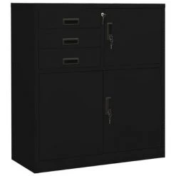 VidaXL Armoire de bureau Noir 90x40x102 cm Acier