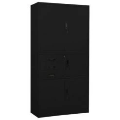 VidaXL Armoire de bureau Noir 90x40x180 cm Acier