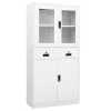 VidaXL Armoire de bureau Blanc 90x40x180 cm Acier et verre trempé