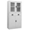 VidaXL Armoire de bureau Gris clair 90x40x180 cm Acier et verre trempé