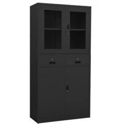 VidaXL Armoire de bureau Anthracite 90x40x180 cm Acier et verre trempé