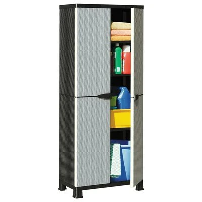 VidaXL Armoire en plastique 68x39x171,5 cm Design de rotin 2 VidaXL Armoire en plastique 68x39x171,5 cm Design de rotin – Image 2