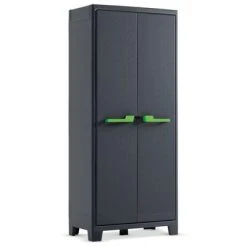 Keter Armoire de rangement avec étagères Moby Gris graphite 182 cm