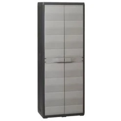 VidaXL Armoire de rangement de jardin avec 3 étagères Noir et gris
