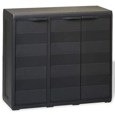 VidaXL Armoire de rangement de jardin avec 2 étagères Noir 1 VidaXL Armoire de rangement de jardin avec 2 étagères Noir