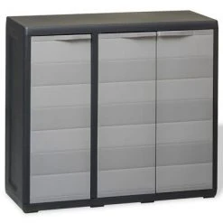 VidaXL Armoire de rangement de jardin avec 2 étagères Noir et gris