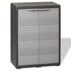 VidaXL Armoire de rangement de jardin avec 1 étagère Noir et gris