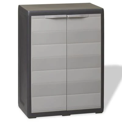 VidaXL Armoire de rangement de jardin avec 1 étagère Noir et gris 1 VidaXL Armoire de rangement de jardin avec 1 étagère Noir et gris
