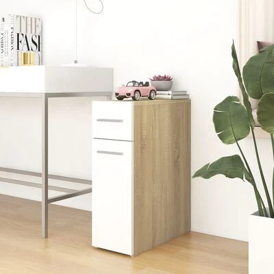 VidaXL Armoire d'apothicaire Blanc/chêne sonoma 20x45,5x60cm Aggloméré 2 VidaXL Armoire d'apothicaire Blanc/chêne sonoma 20x45,5x60cm Aggloméré – Image 2