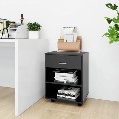 VidaXL Armoire à roulettes Gris 46x36x59 cm Aggloméré 2 VidaXL Armoire à roulettes Gris 46x36x59 cm Aggloméré – Image 2