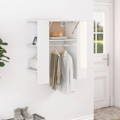 VidaXL Armoire de couloir Blanc brillant 97,5x37x99 cm Bois ingénierie 2 VidaXL Armoire de couloir Blanc brillant 97,5x37x99 cm Bois ingénierie – Image 2