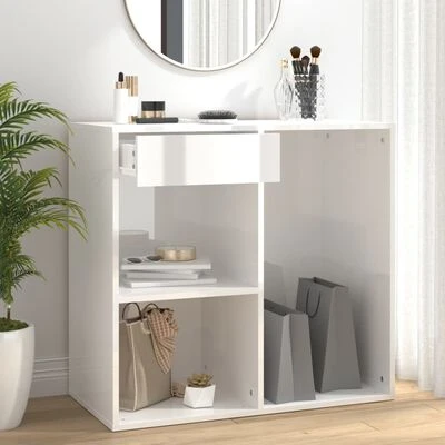 VidaXL Armoire cosmétique Blanc brillant 80x40x75 cm Bois d'ingénierie 2 VidaXL Armoire cosmétique Blanc brillant 80x40x75 cm Bois d'ingénierie – Image 2