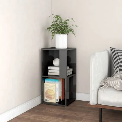 VidaXL Armoire d'angle Gris brillant 33x33x67 cm Aggloméré 2 VidaXL Armoire d'angle Gris brillant 33x33x67 cm Aggloméré – Image 2