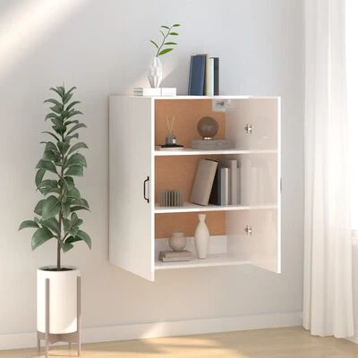 VidaXL Armoire suspendue Blanc brillant 69,5x34x90cm Bois d'ingénierie 2 VidaXL Armoire suspendue Blanc brillant 69,5x34x90cm Bois d'ingénierie – Image 2
