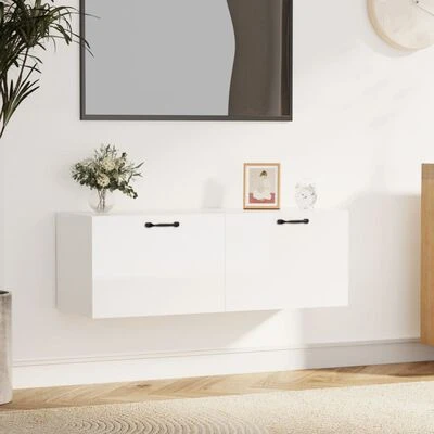 VidaXL Armoire murale Blanc brillant 100x36,5x35 cm Bois d'ingénierie 2 VidaXL Armoire murale Blanc brillant 100x36,5x35 cm Bois d'ingénierie – Image 2